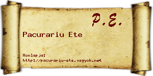 Pacurariu Ete névjegykártya